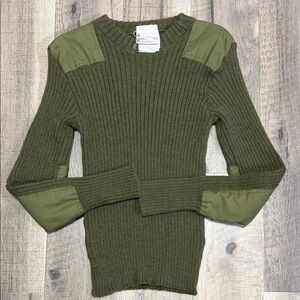 Pure Wool Men's Green Ribbed Sweater Size 38 The Woolly Pully Sweater